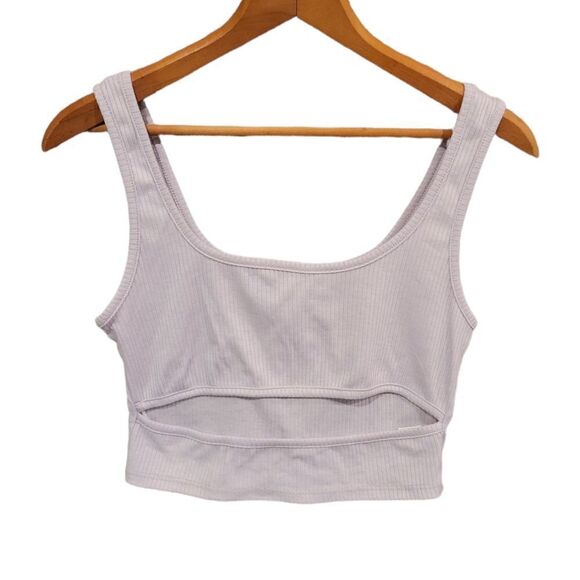 NWT Papermoon Light Purple Lavender Ribbed Cut Out Cropped Tank M - Picture 1 of 7